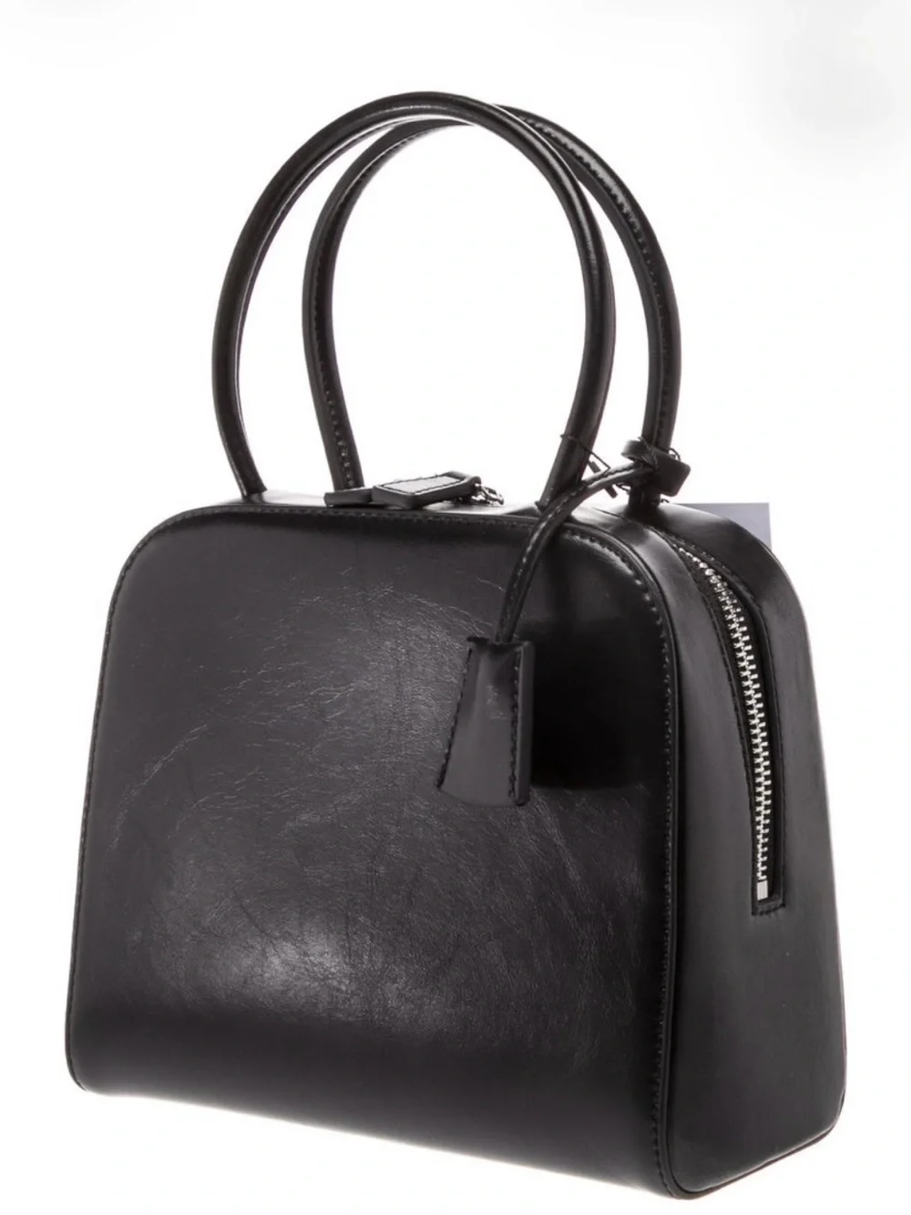 NWT Freja NYC Black Vegan Leather Structured Top Handle Bag